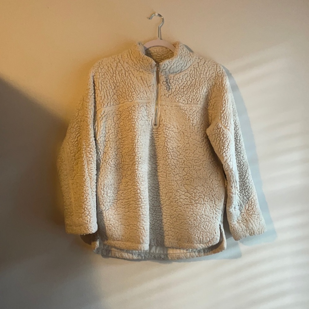 Elodie women’s M cream Sherpa pullover with zipper